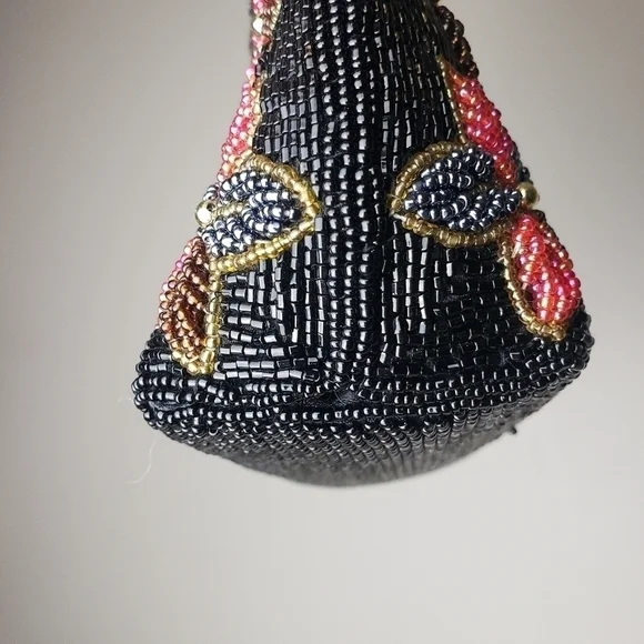 Vintage Glass Beaded Floral Handbag Purse - Picture 8 of 16